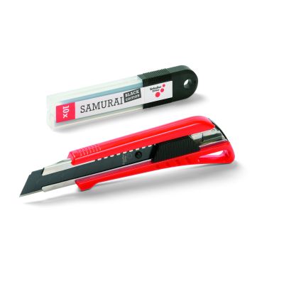 Schuller SAMURAI BLACK 18MM SET Zestaw nożyk do tapet 18 mm, ostrza do nożyka 10 szt